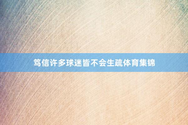笃信许多球迷皆不会生疏体育集锦