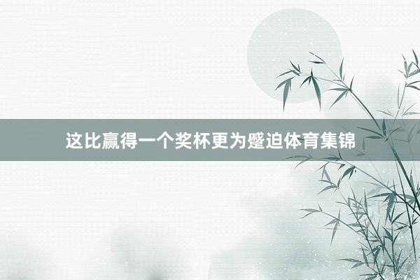 这比赢得一个奖杯更为蹙迫体育集锦