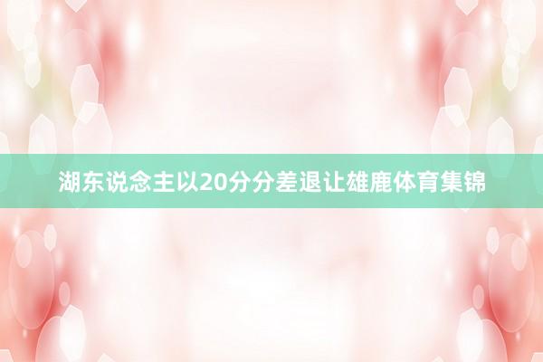 湖东说念主以20分分差退让雄鹿体育集锦