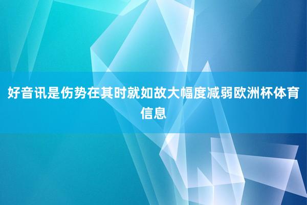 好音讯是伤势在其时就如故大幅度减弱欧洲杯体育信息