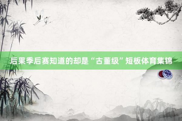 后果季后赛知道的却是“古董级”短板体育集锦
