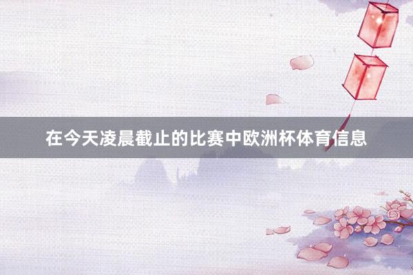 在今天凌晨截止的比赛中欧洲杯体育信息