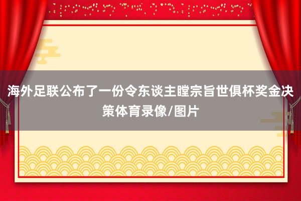 海外足联公布了一份令东谈主瞠宗旨世俱杯奖金决策体育录像/图片