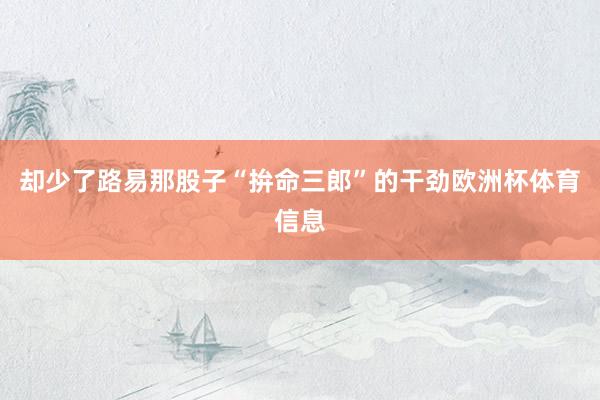 却少了路易那股子“拚命三郎”的干劲欧洲杯体育信息