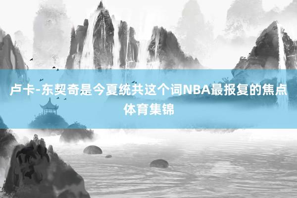 卢卡-东契奇是今夏统共这个词NBA最报复的焦点体育集锦
