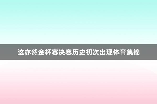 这亦然金杯赛决赛历史初次出现体育集锦