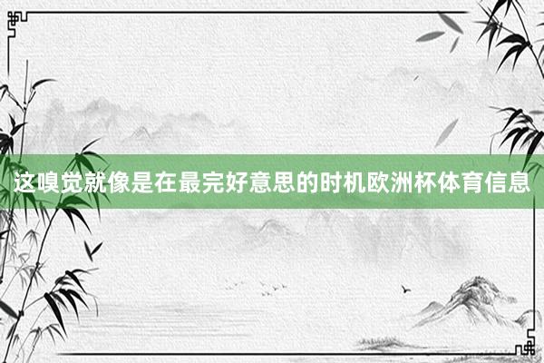这嗅觉就像是在最完好意思的时机欧洲杯体育信息