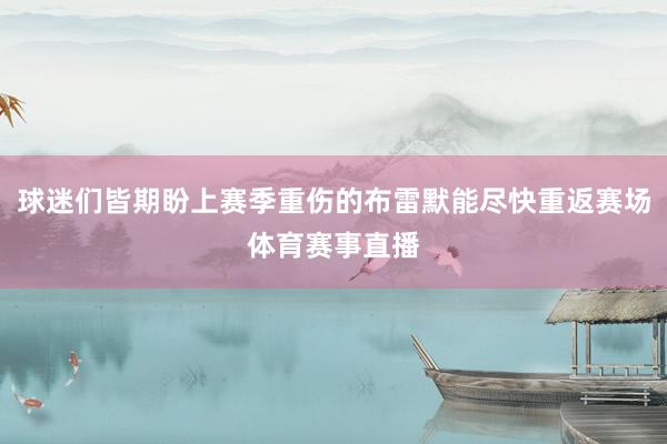 球迷们皆期盼上赛季重伤的布雷默能尽快重返赛场体育赛事直播