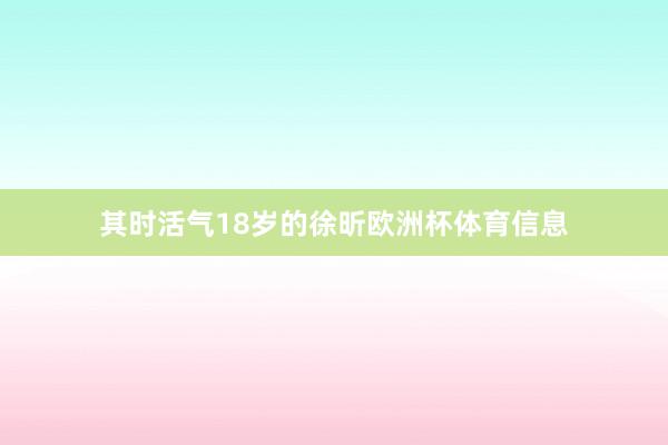 其时活气18岁的徐昕欧洲杯体育信息