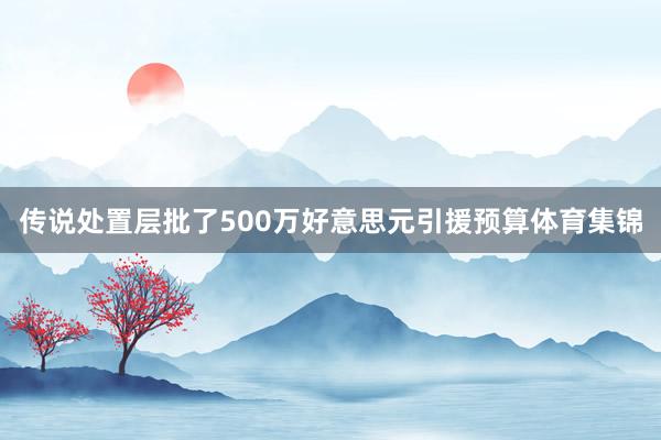传说处置层批了500万好意思元引援预算体育集锦